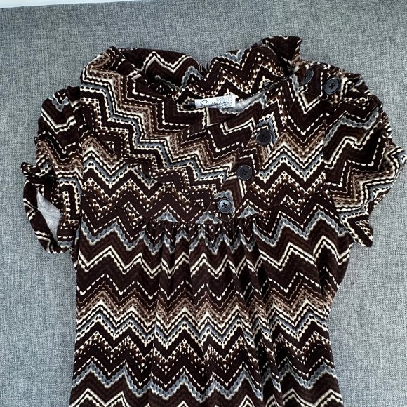 Speechless Sweater Dress Small Brown Cowl Neck Short Sleeve 2 Pockets‎ - Picture 3 of 16